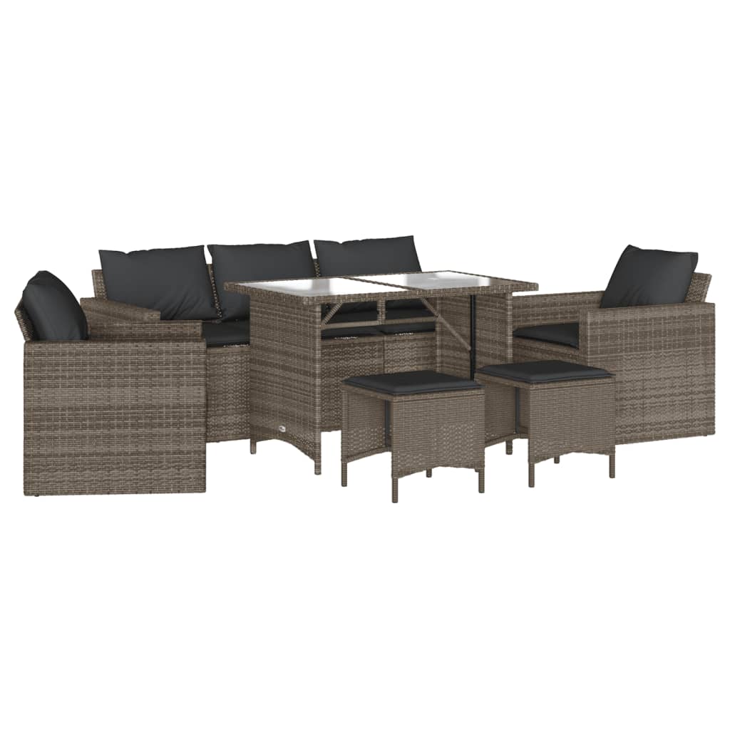 6-delige Loungeset met kussens poly rattan