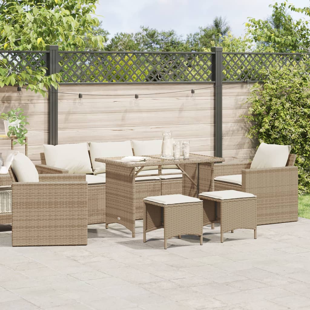 6-delige Loungeset met kussens poly rattan