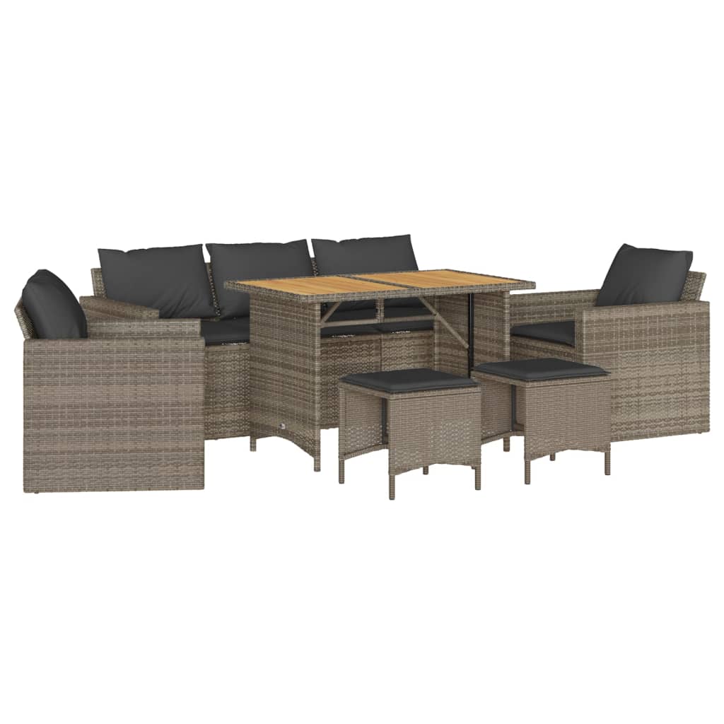 6-delige Loungeset met kussens poly rattan