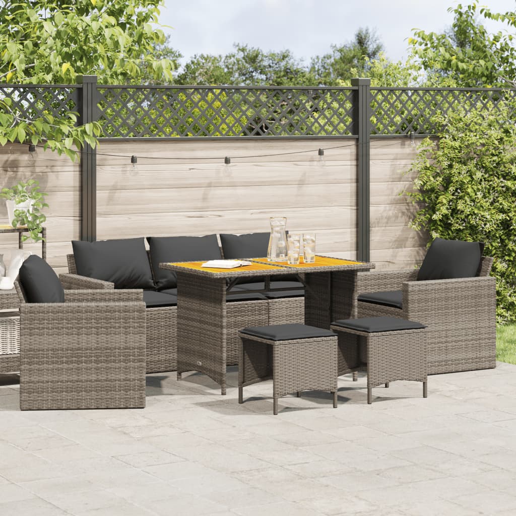 6-delige Loungeset met kussens poly rattan