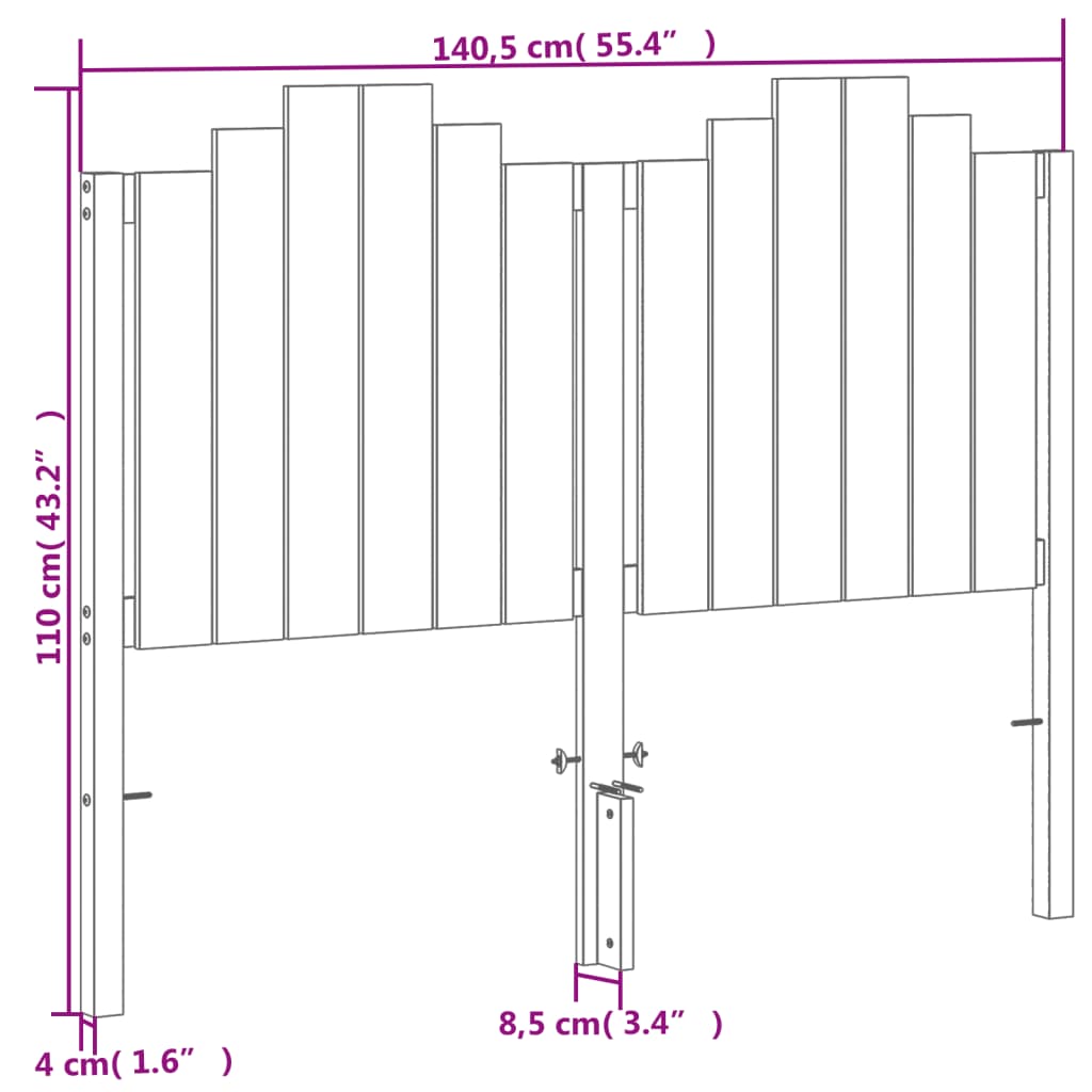 Hoofdbord 166x4x100 cm massief grenenhout