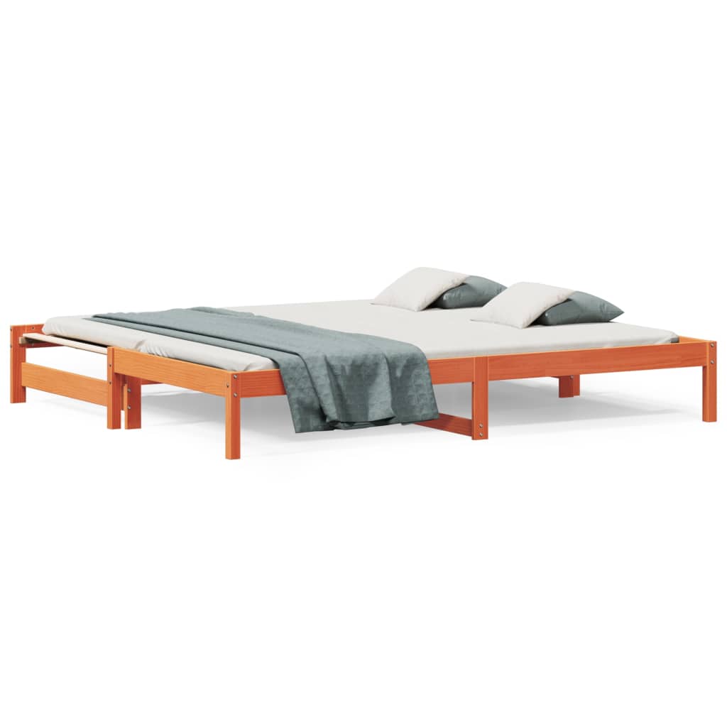 Slaapbank uitschuifbaar massief grenenhout 2x(90x200) cm