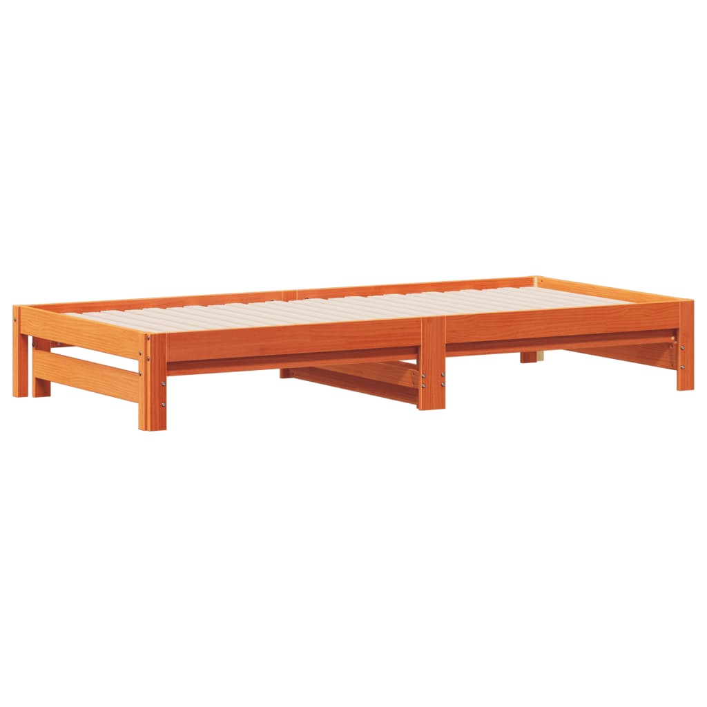 Slaapbank uitschuifbaar massief grenenhout 2x(90x200) cm