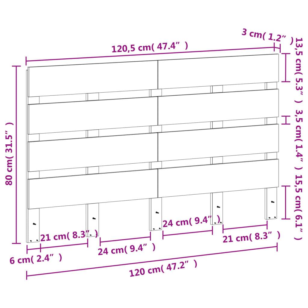 Hoofdbord 150 cm massief grenenhout