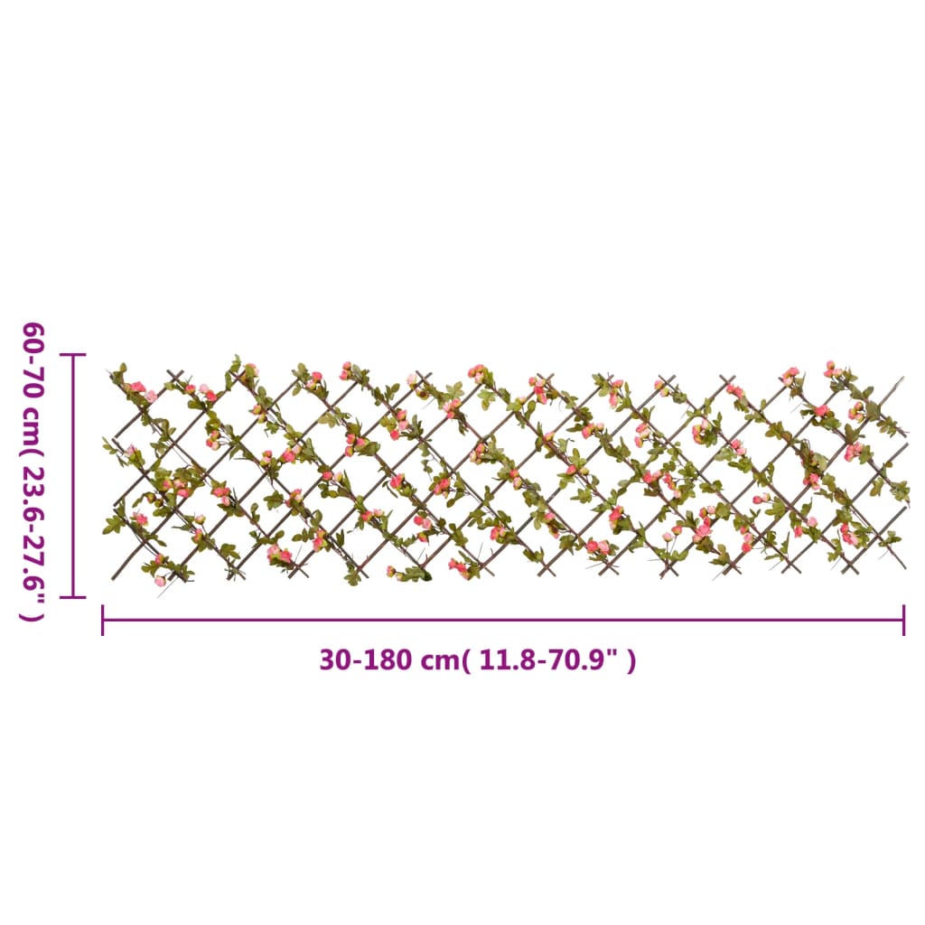  Kunstplant klimop latwerk 5 st uittrekbaar 180x60 cm donkerroze