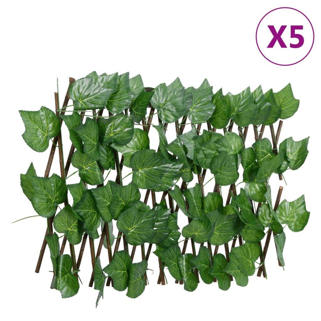 Plante artificielle feuille de vigne sur treillis extensible 190x60 cm vert