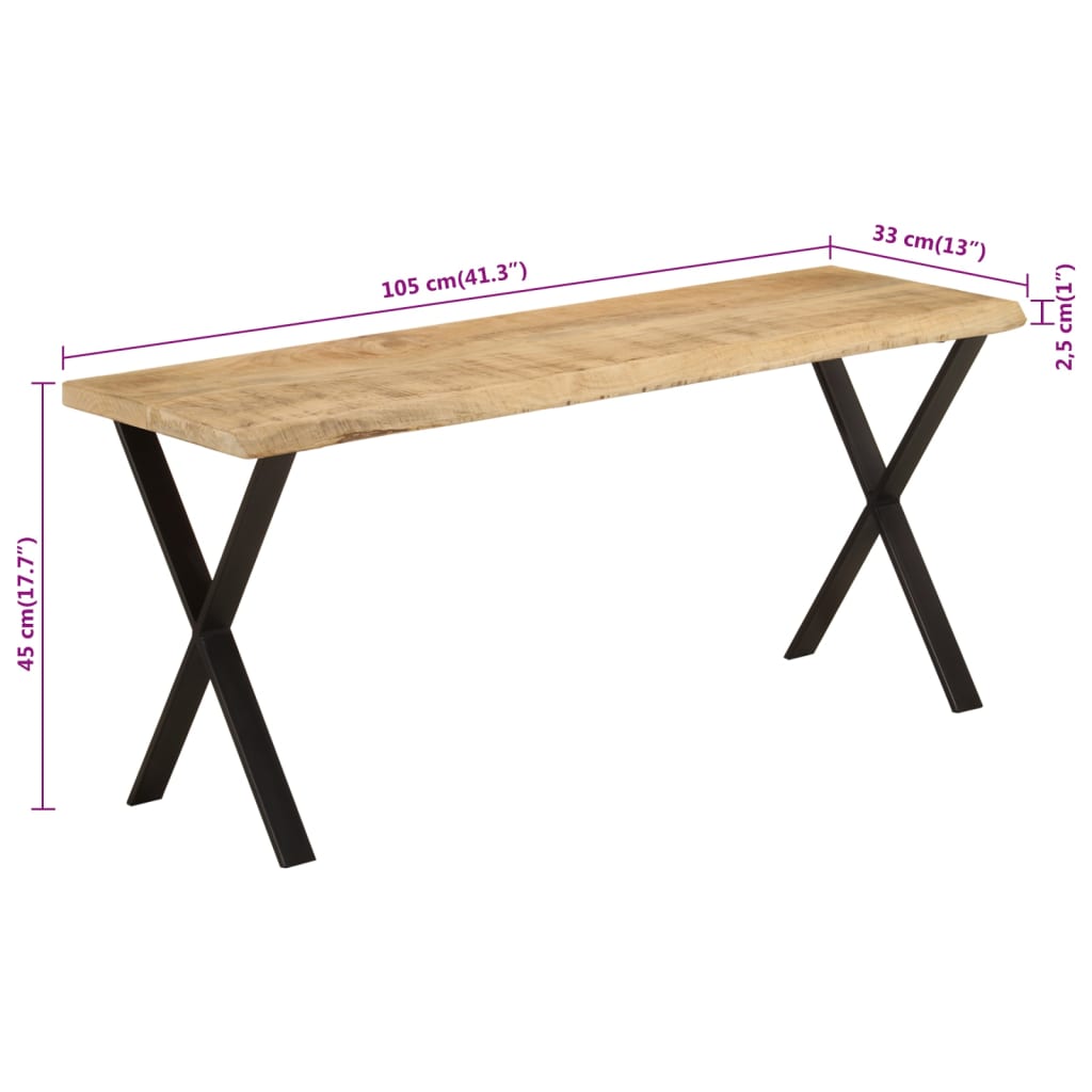 Banc à bord naturel 105 cm en bois d'acacia massif