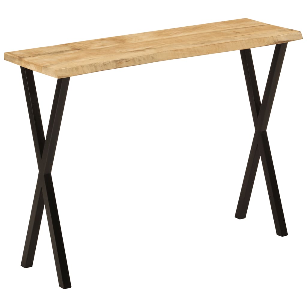 Table console à bord naturel 105x33x76 cm en bois de manguier massif