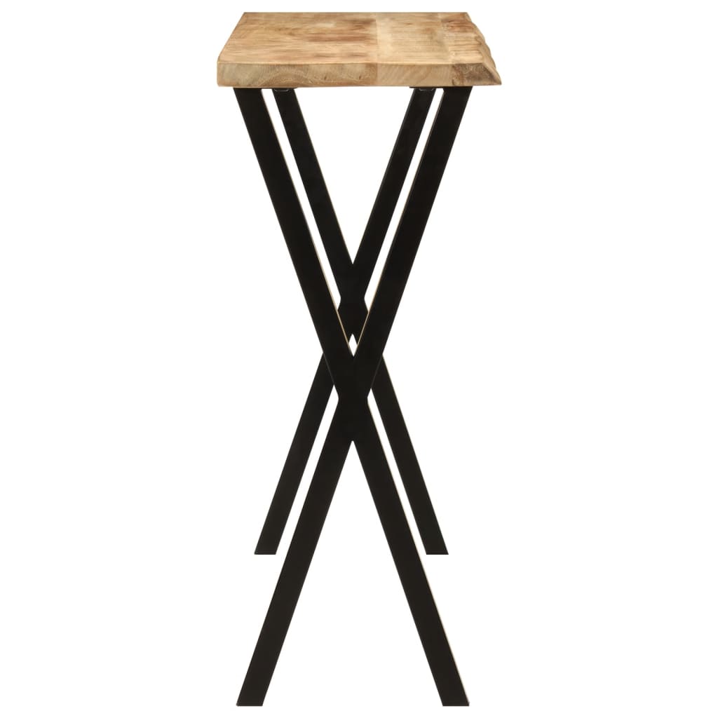 Table console à bord naturel 105x33x76 cm en bois de manguier massif