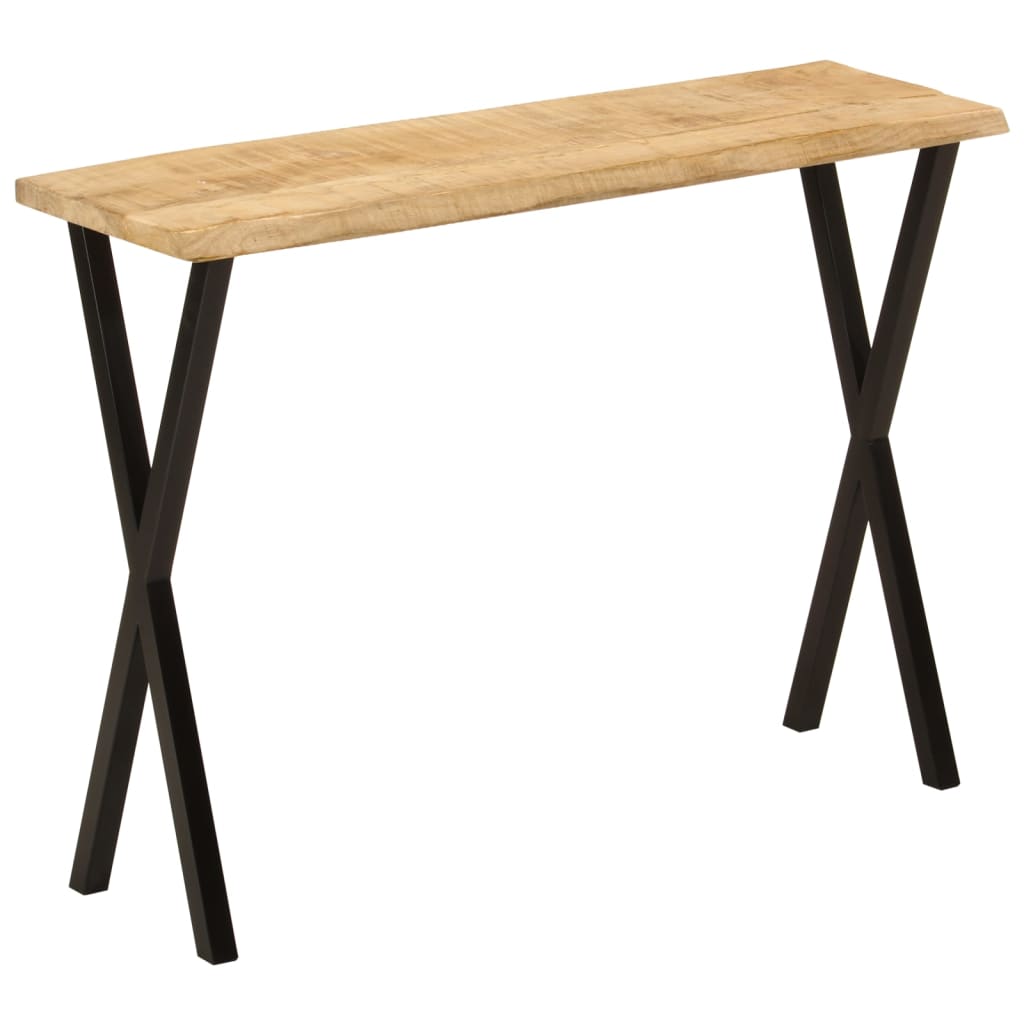 Table console à bord naturel 105x33x76 cm en bois de manguier massif