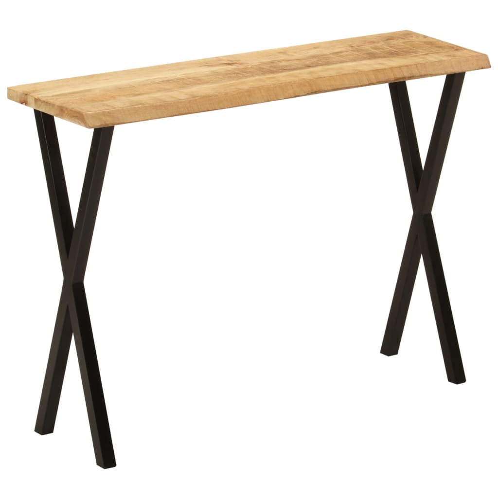 Table console à bord naturel 105x33x76 cm en bois de manguier massif