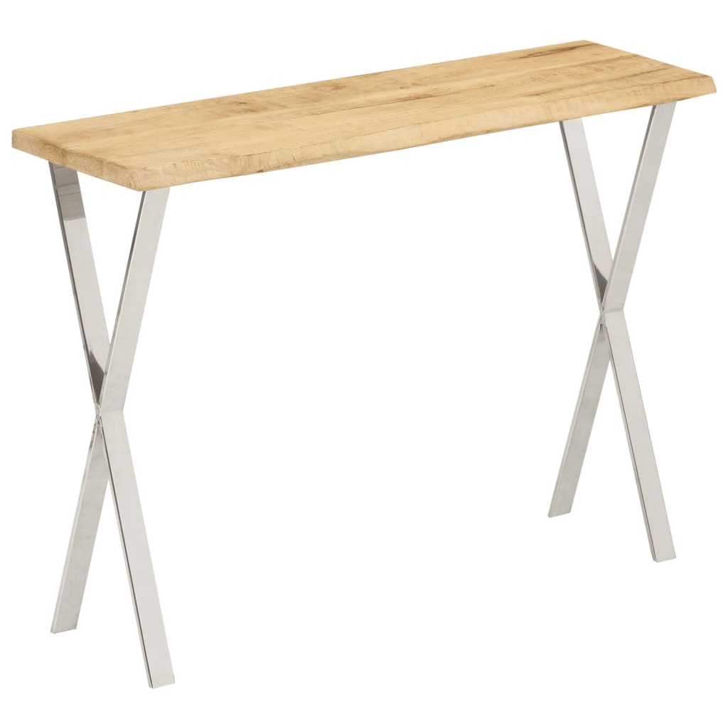 Table console à bord naturel 105x33x76 cm en bois de manguier massif