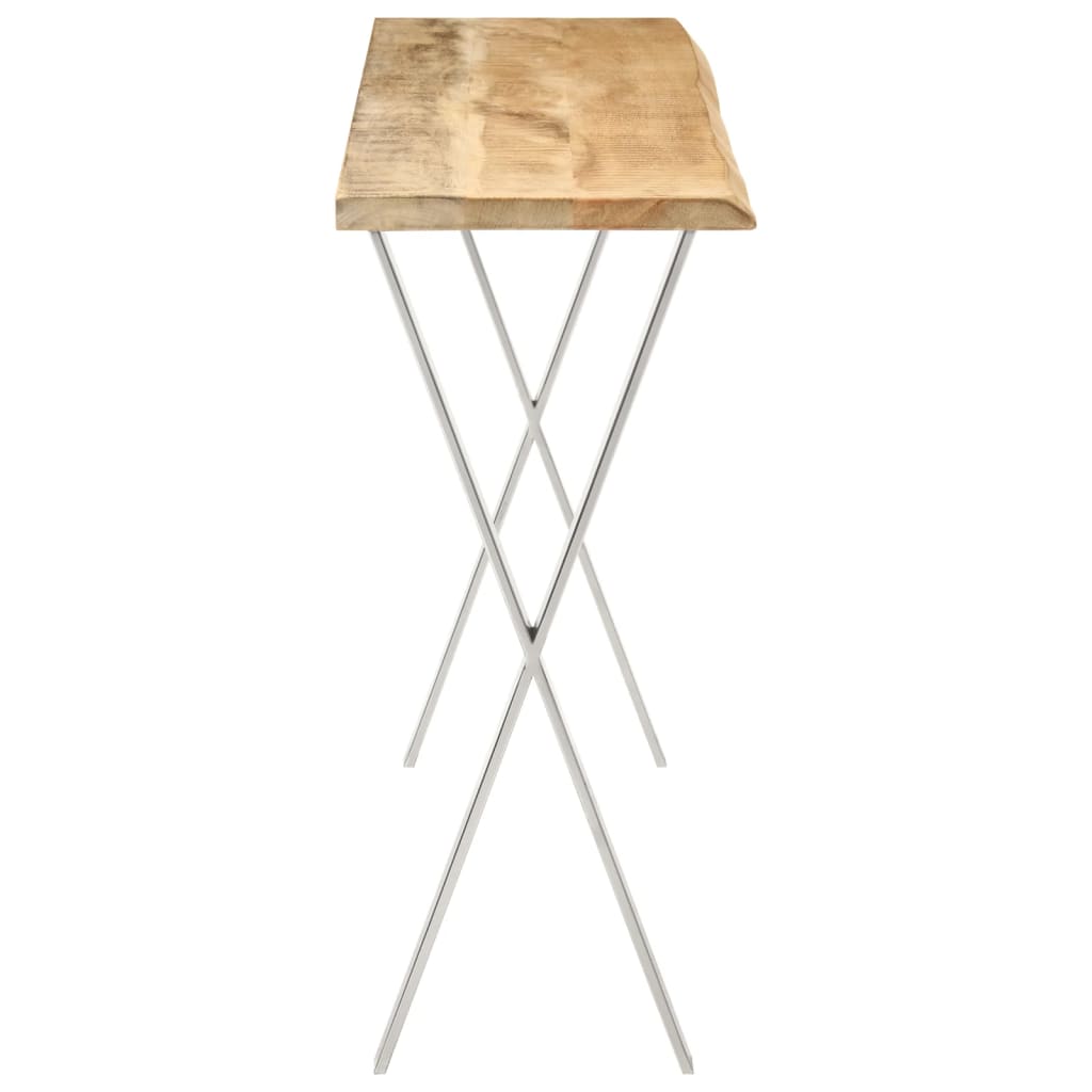 Table console à bord naturel 105x33x76 cm en bois de manguier massif