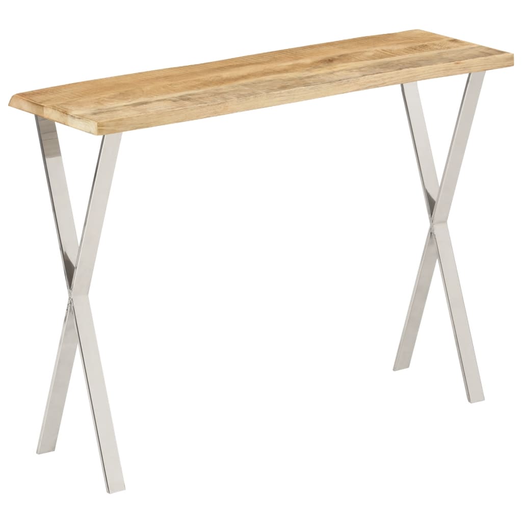 Table console à bord naturel 105x33x76 cm en bois de manguier massif