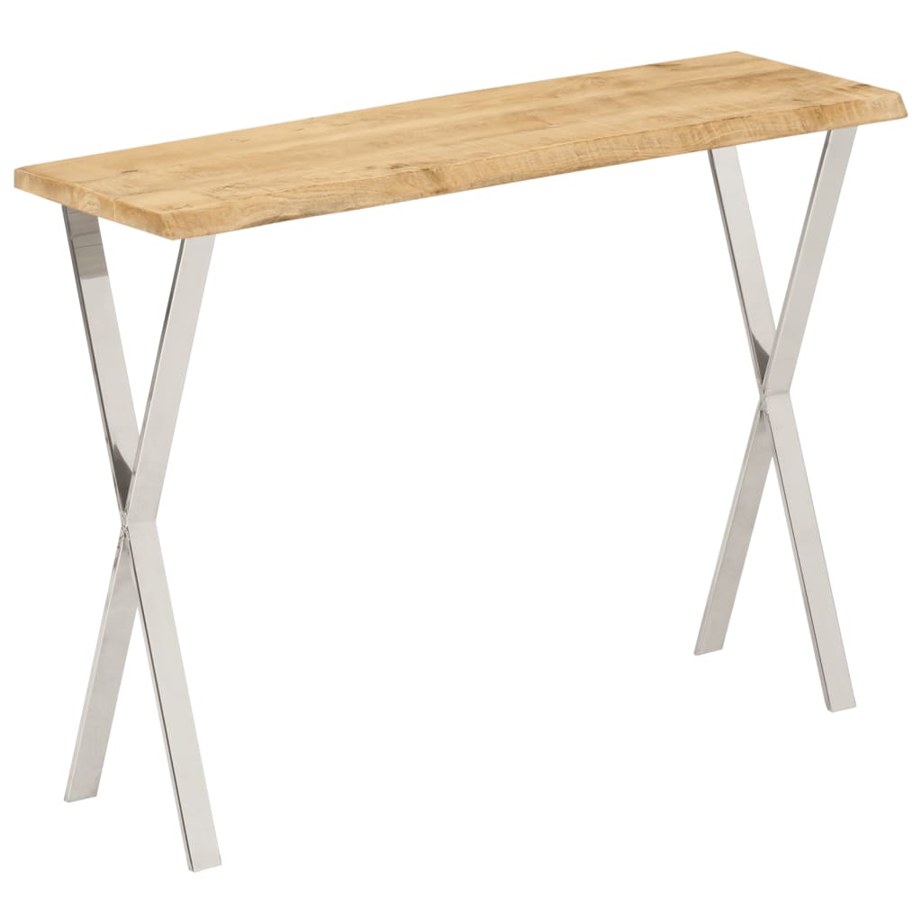 Table console à bord naturel 105x33x76 cm en bois de manguier massif