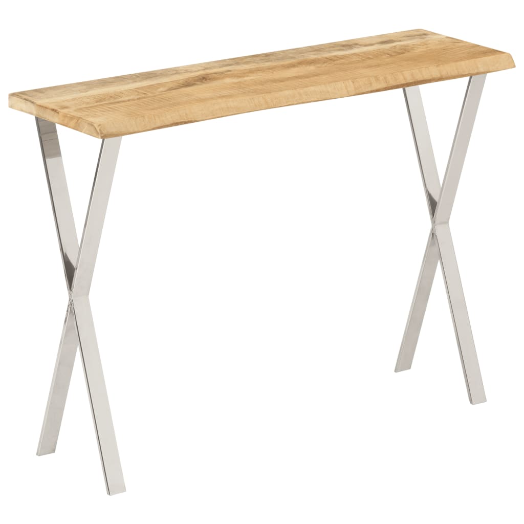 Table console à bord naturel 105x33x76 cm en bois de manguier massif