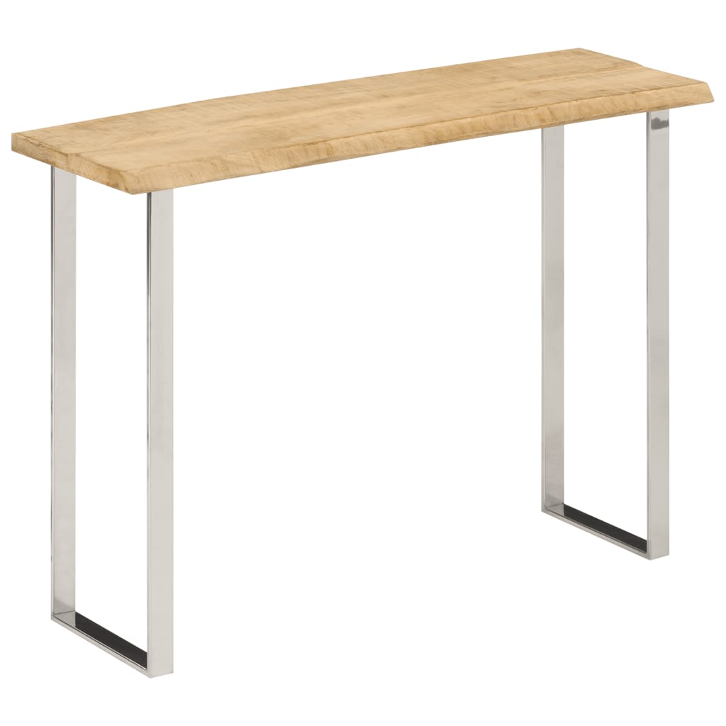 Table console à bord naturel 105x33x76 cm en bois de manguier massif