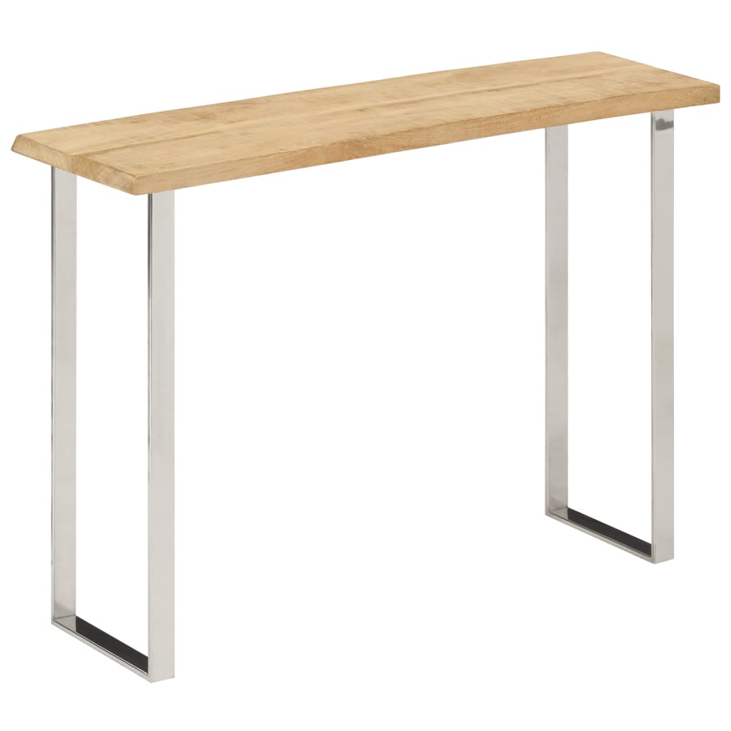 Table console à bord naturel 105x33x76 cm en bois de manguier massif