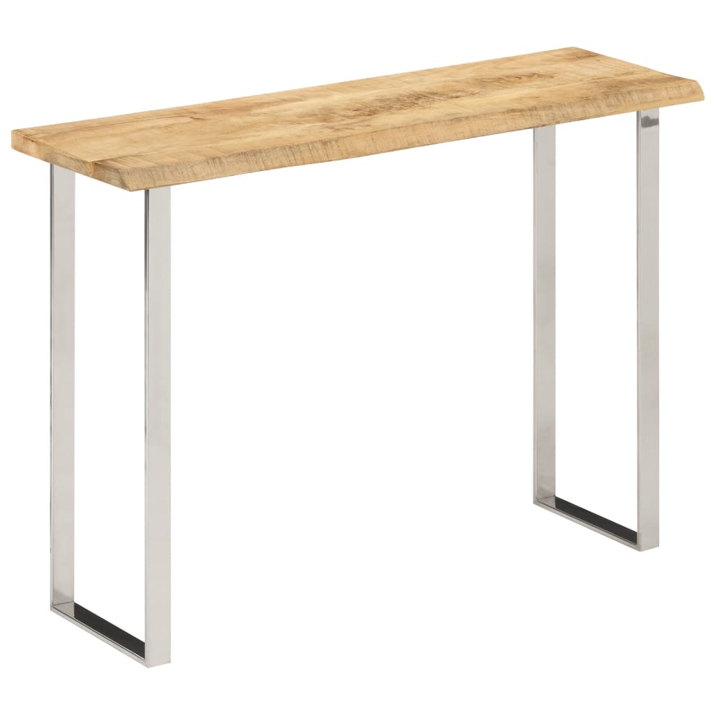 Table console à bord naturel 105x33x76 cm en bois de manguier massif