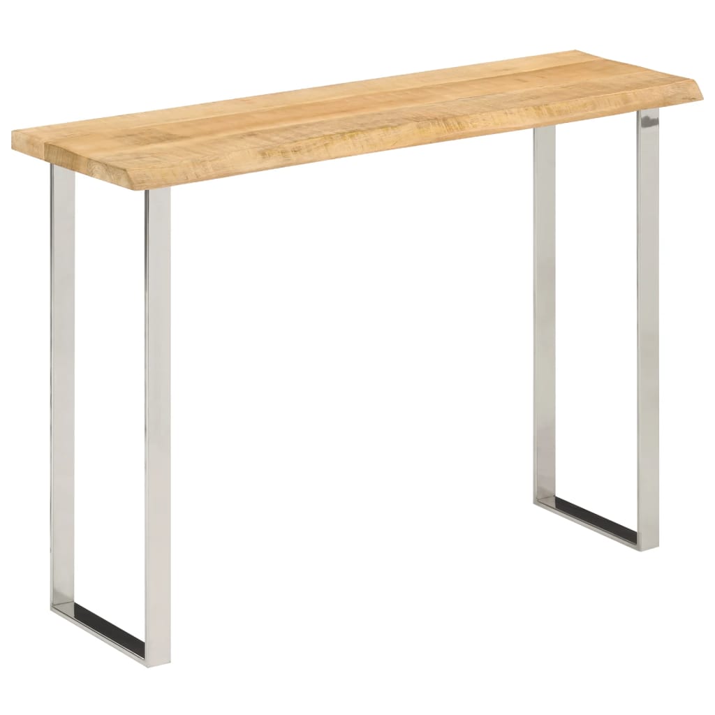 Table console à bord naturel 105x33x76 cm en bois de manguier massif