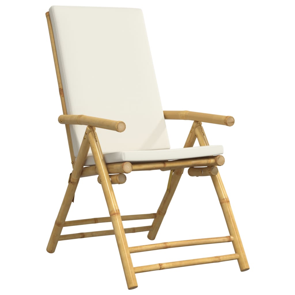 Chaises bistro 4 pcs pliables avec coussins en bambou