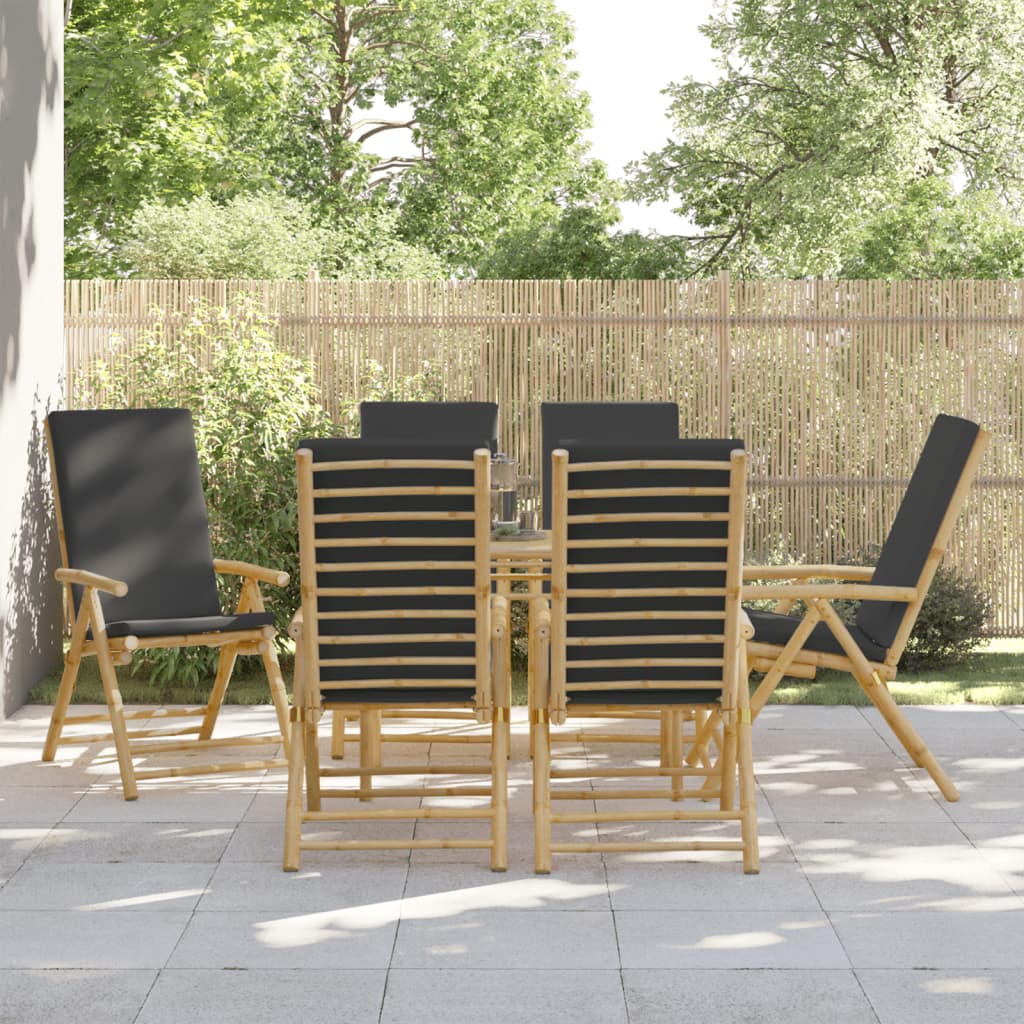 Chaises bistro 4 pcs pliables avec coussins en bambou