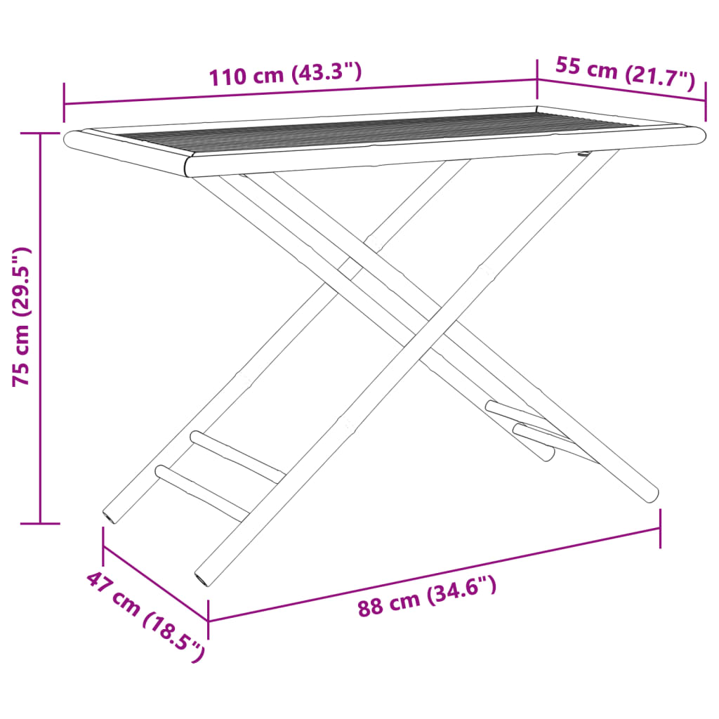 Ensemble bistro pliable 5 pièces avec coussins en bambou