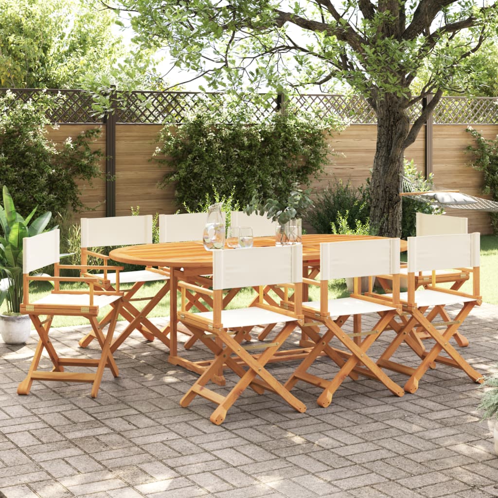 Chaises de jardin 8 pcs pliables en tissu blanc crème