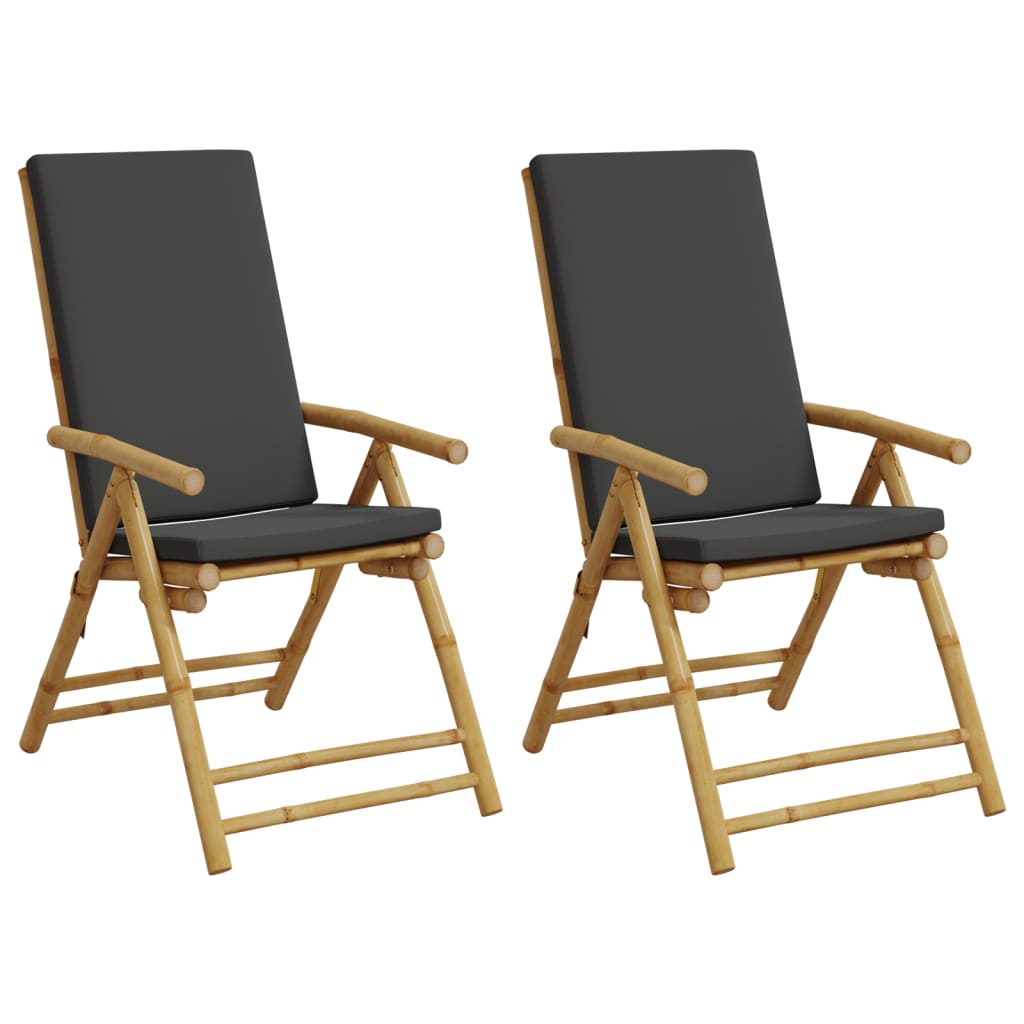 Chaises bistro 4 pcs pliables avec coussins en bambou