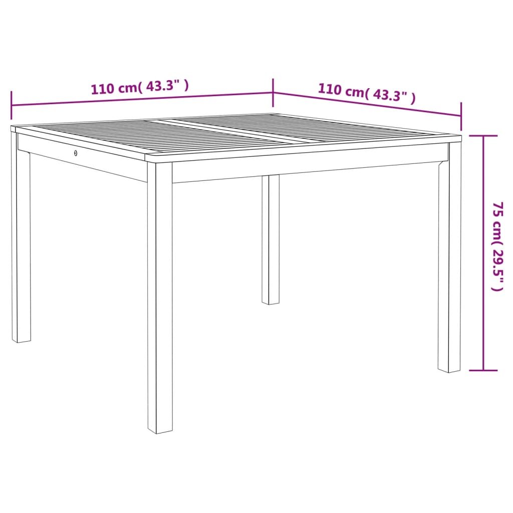 Table de jardin 110x55x75 cm en bois d'acacia massif