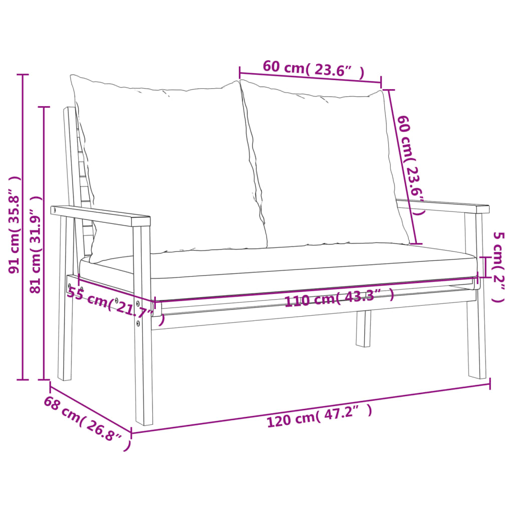 Tuintafel 100x55x45 cm massief acaciahout