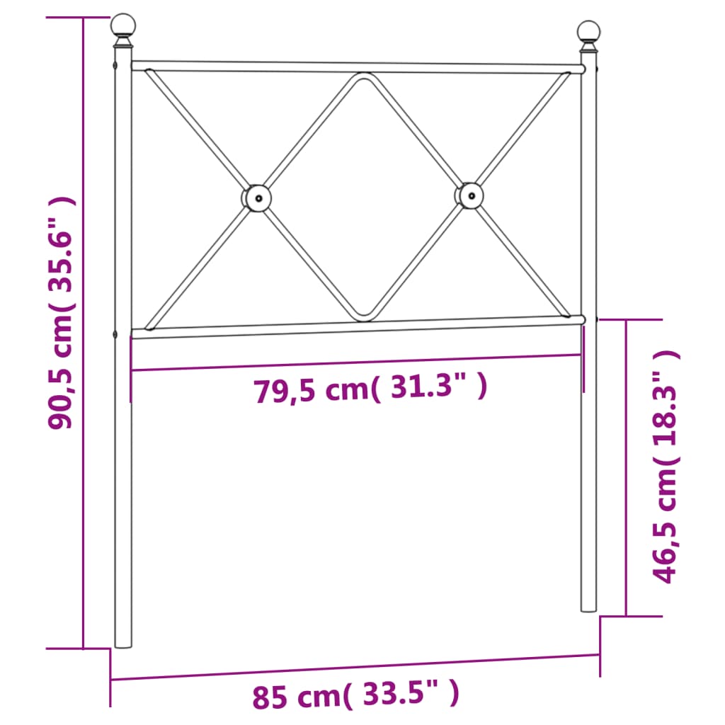 Hoofdbord 193 cm metaal