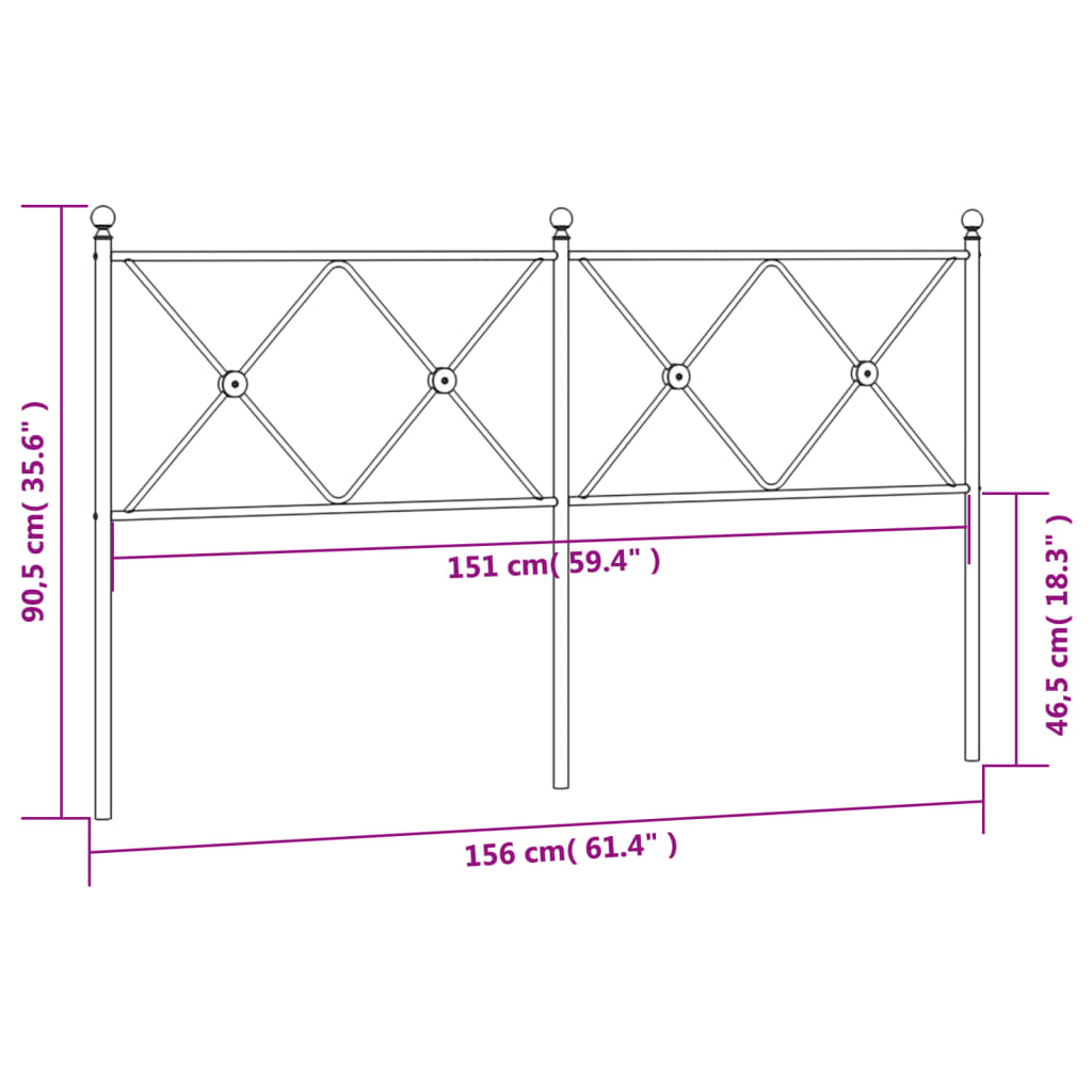 Hoofdbord 193 cm metaal