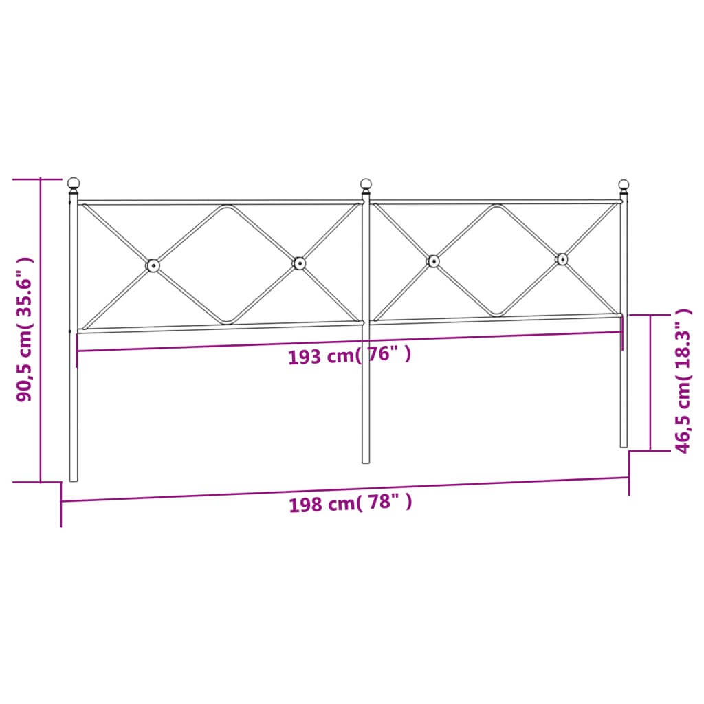 Hoofdbord 193 cm metaal