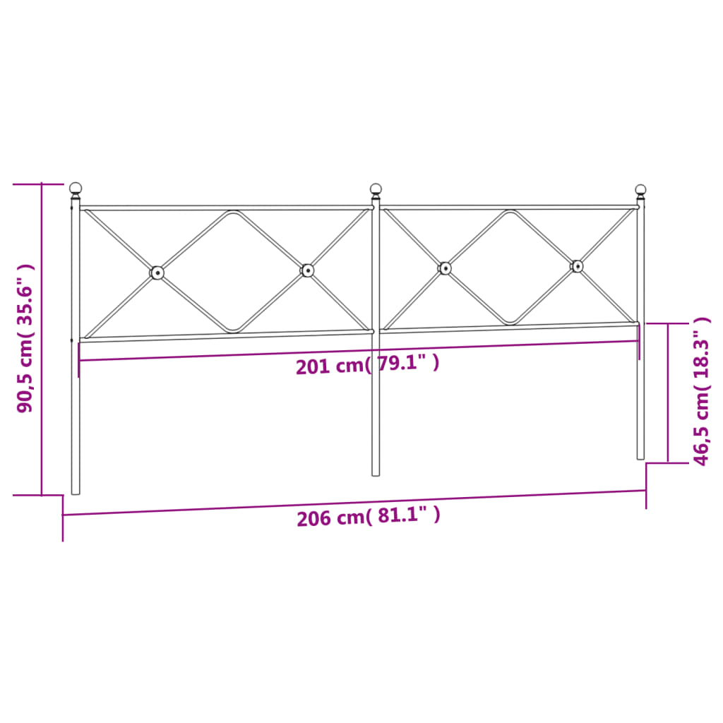 Hoofdbord 193 cm metaal