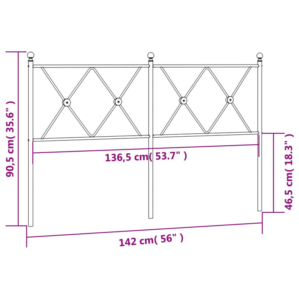 Hoofdbord 193 cm metaal