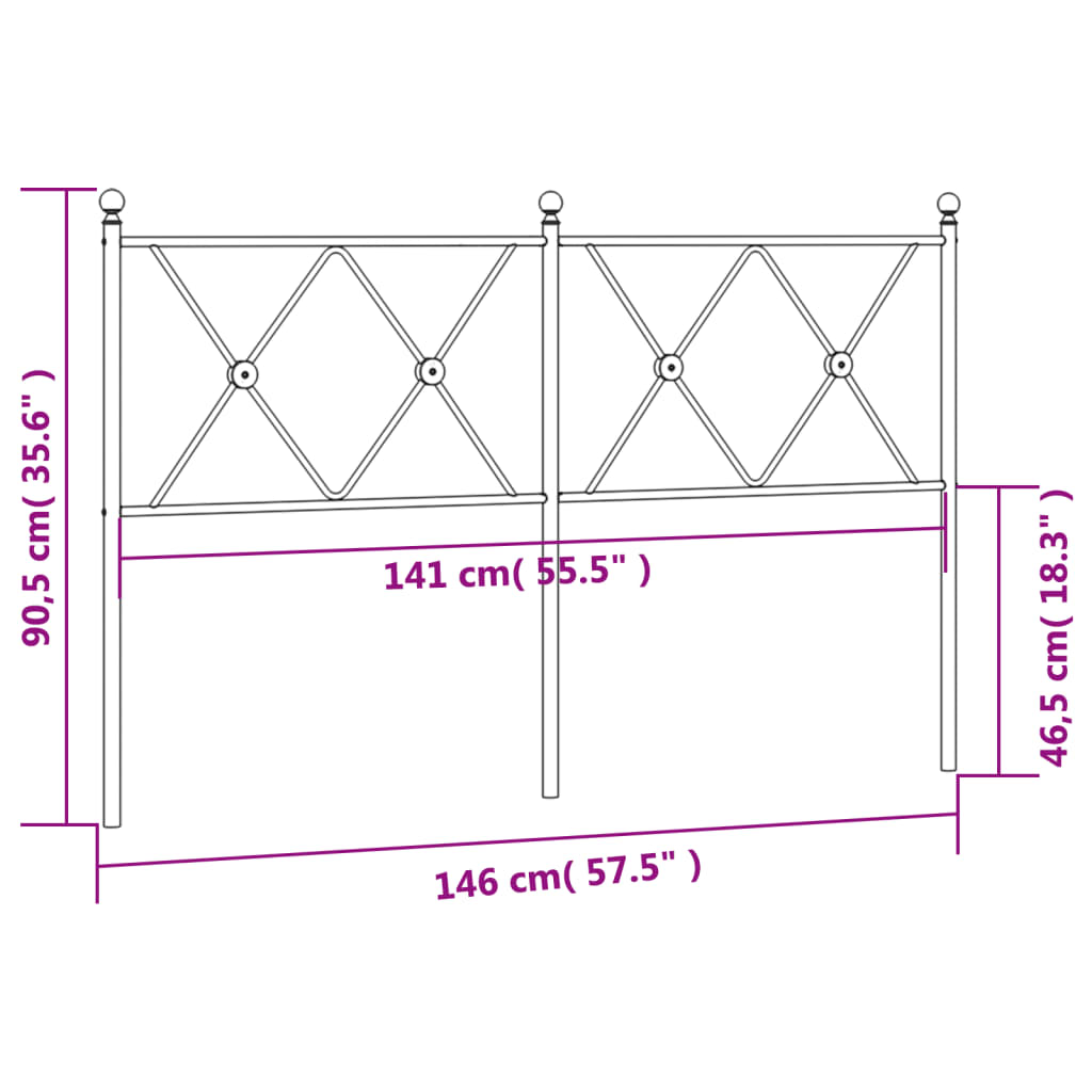 Hoofdbord 193 cm metaal