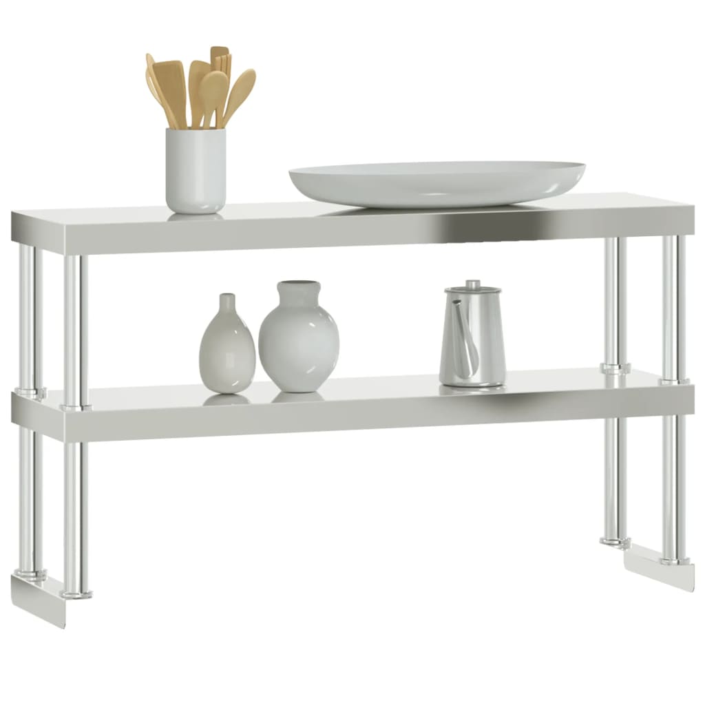 Verhoging voor werktafel 2-laags 110x30x65 cm roestvrij staal