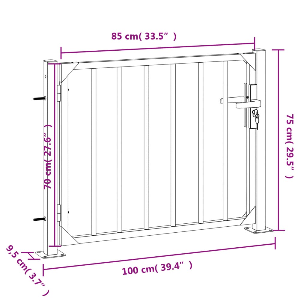 Tuinpoort 100x200 cm roestvrij staal