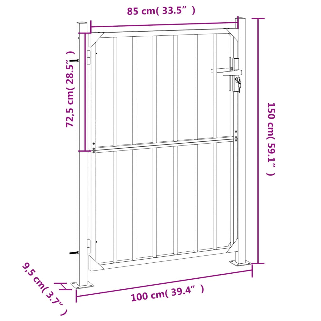 Tuinpoort 100x200 cm roestvrij staal