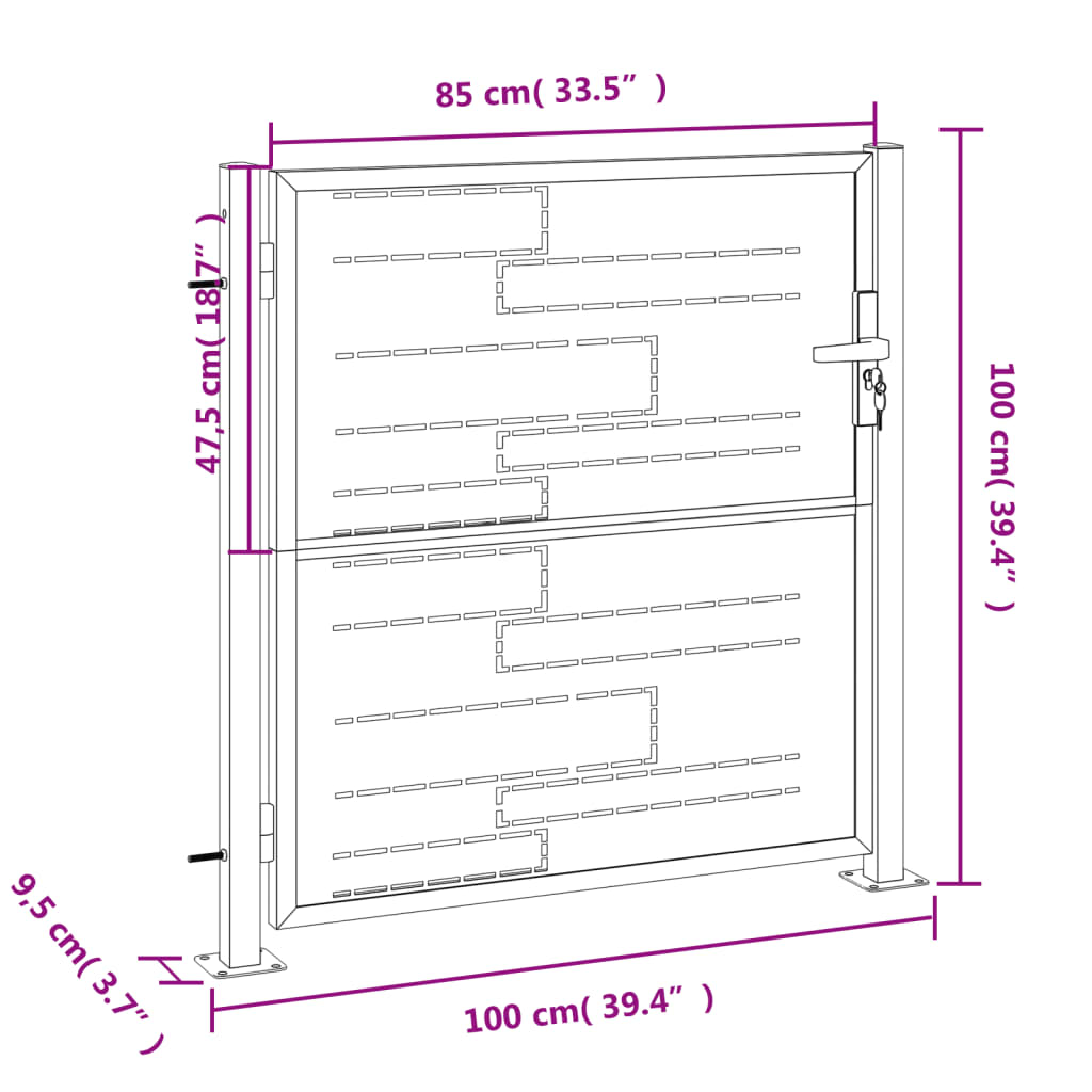 Tuinpoort 100x150 cm roestvrij staal