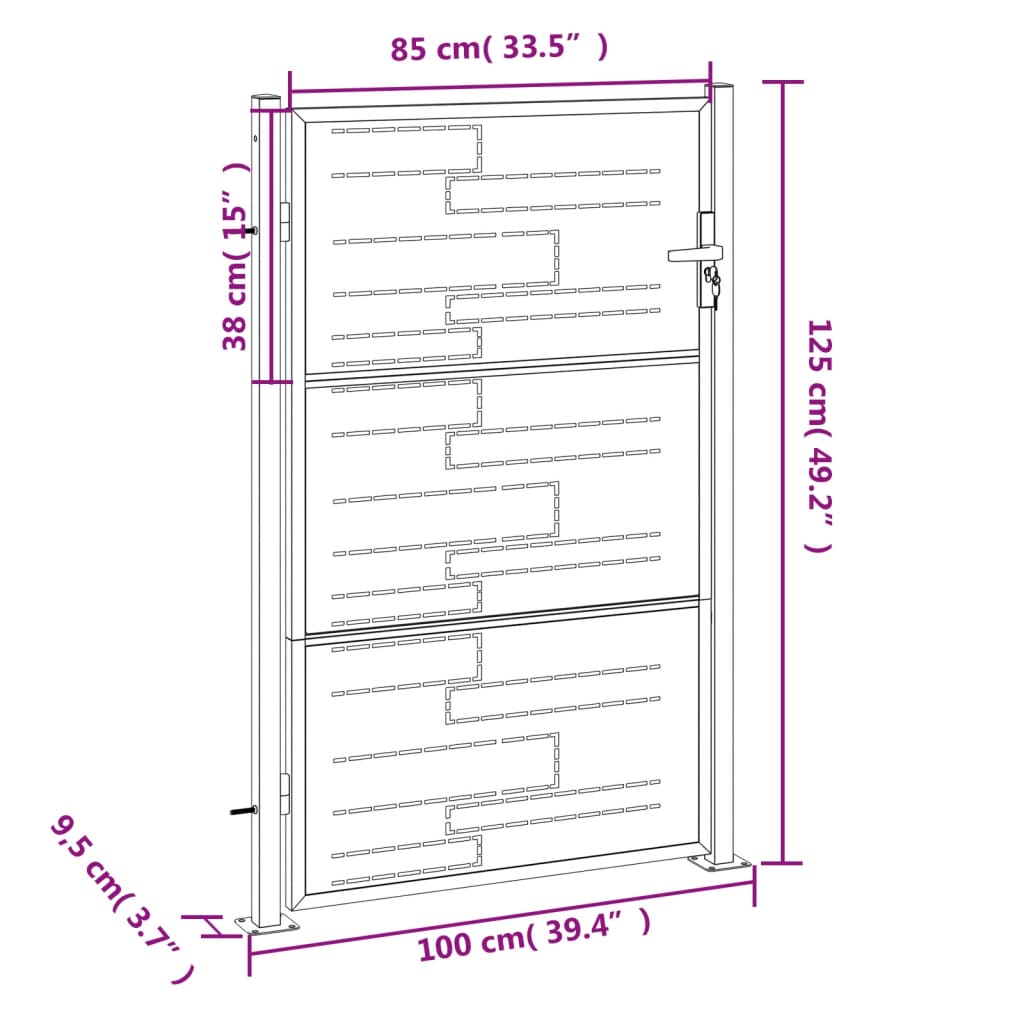 Tuinpoort 100x150 cm roestvrij staal