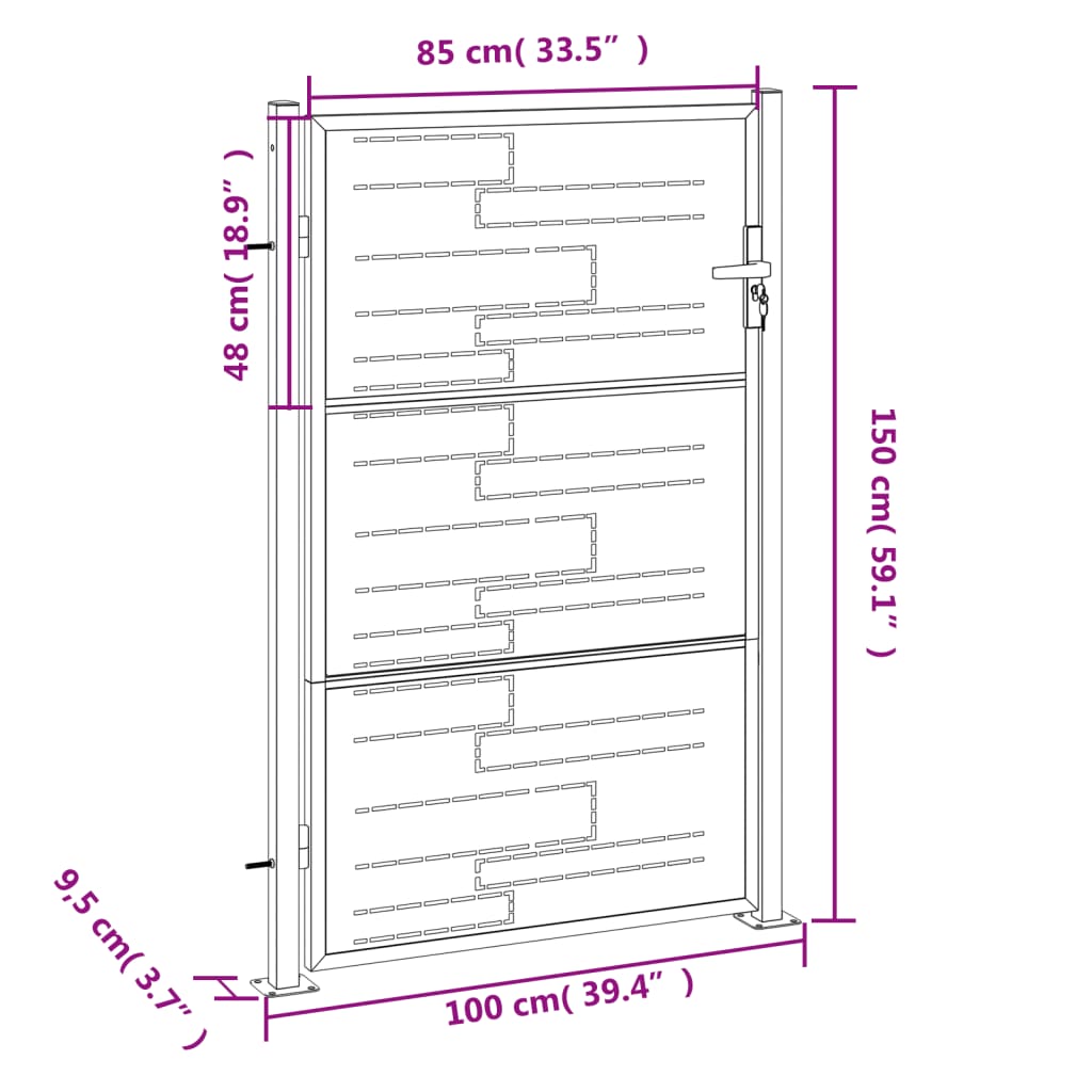 Tuinpoort 100x150 cm roestvrij staal