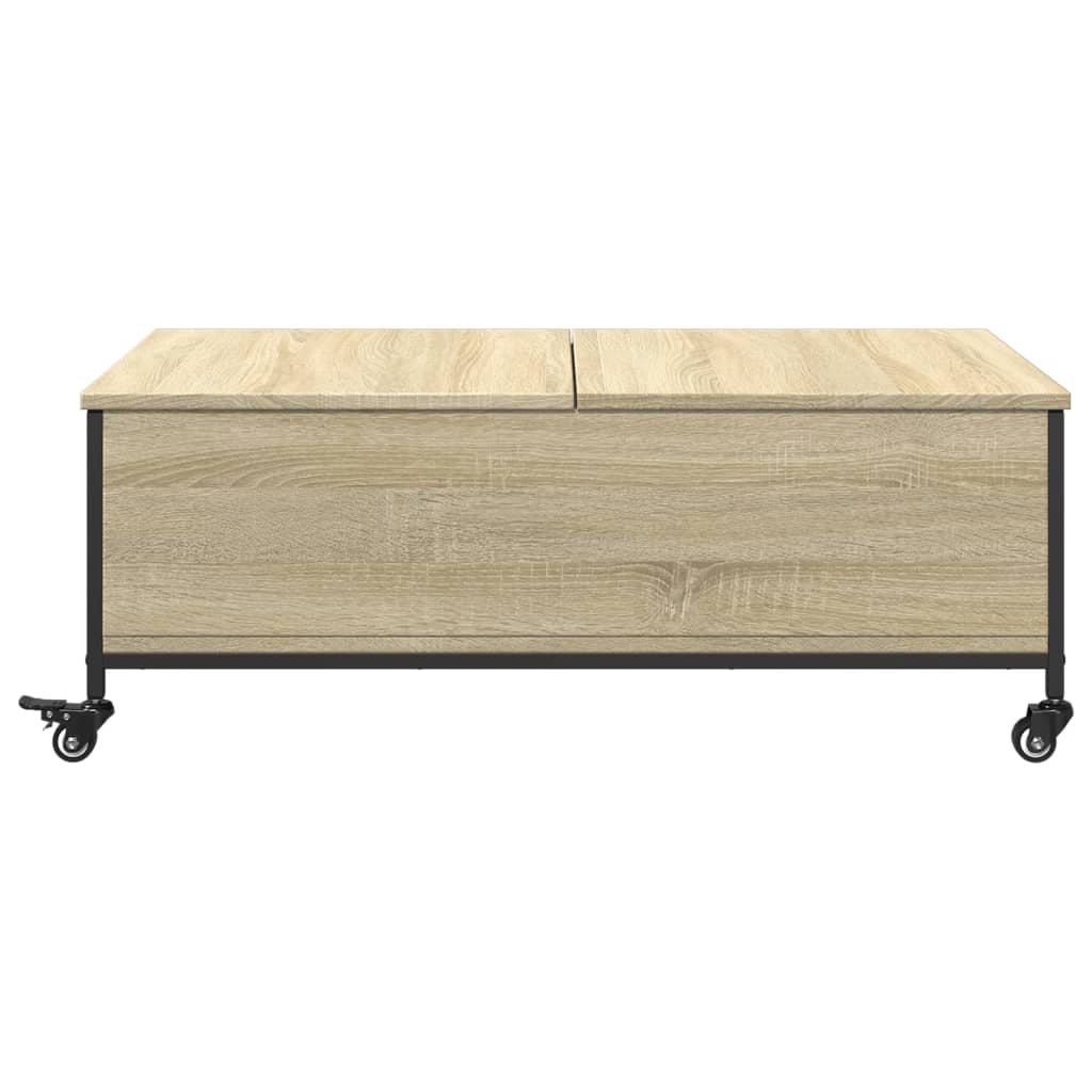 Salontafel met wielen 91x55x34 cm bewerkt hout