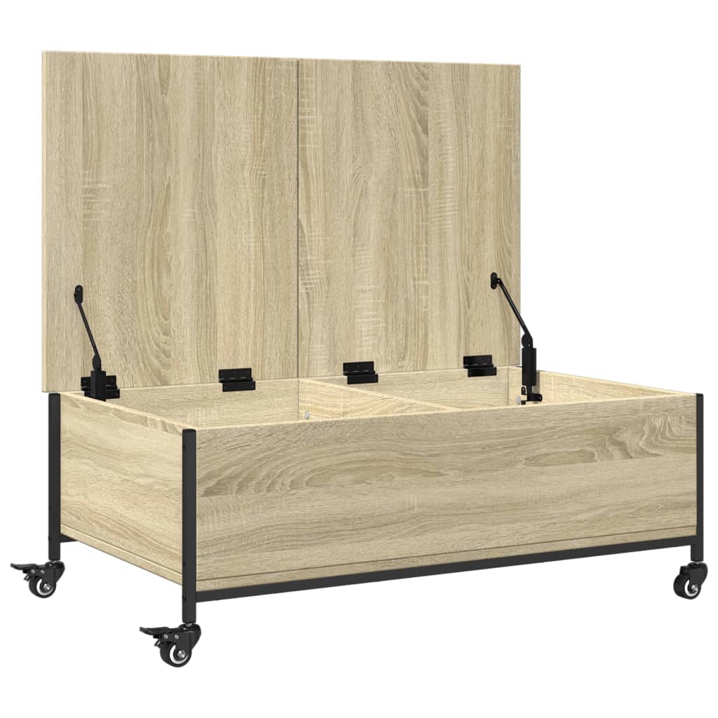 Salontafel met wielen 91x55x34 cm bewerkt hout