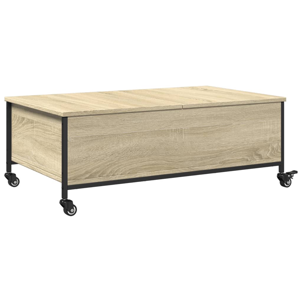 Salontafel met wielen 91x55x34 cm bewerkt hout