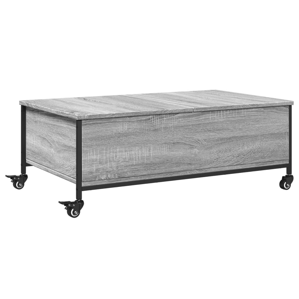 Salontafel met wielen 91x55x34 cm bewerkt hout