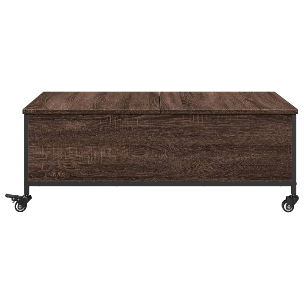 Salontafel met wielen 91x55x34 cm bewerkt hout