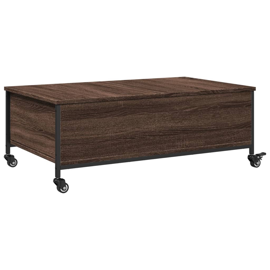 Salontafel met wielen 91x55x34 cm bewerkt hout