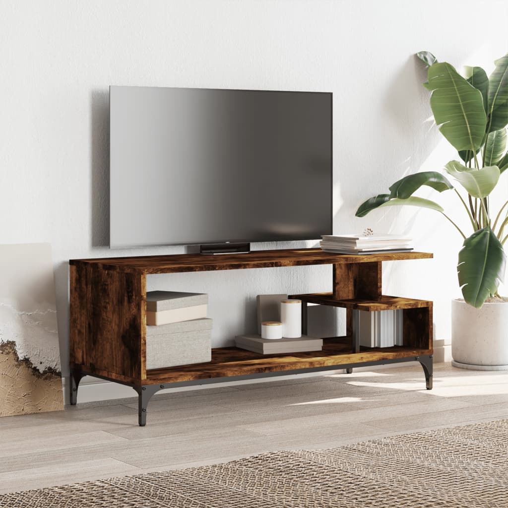 Meuble TV 102x40x41 cm bois et acier thermolaqué